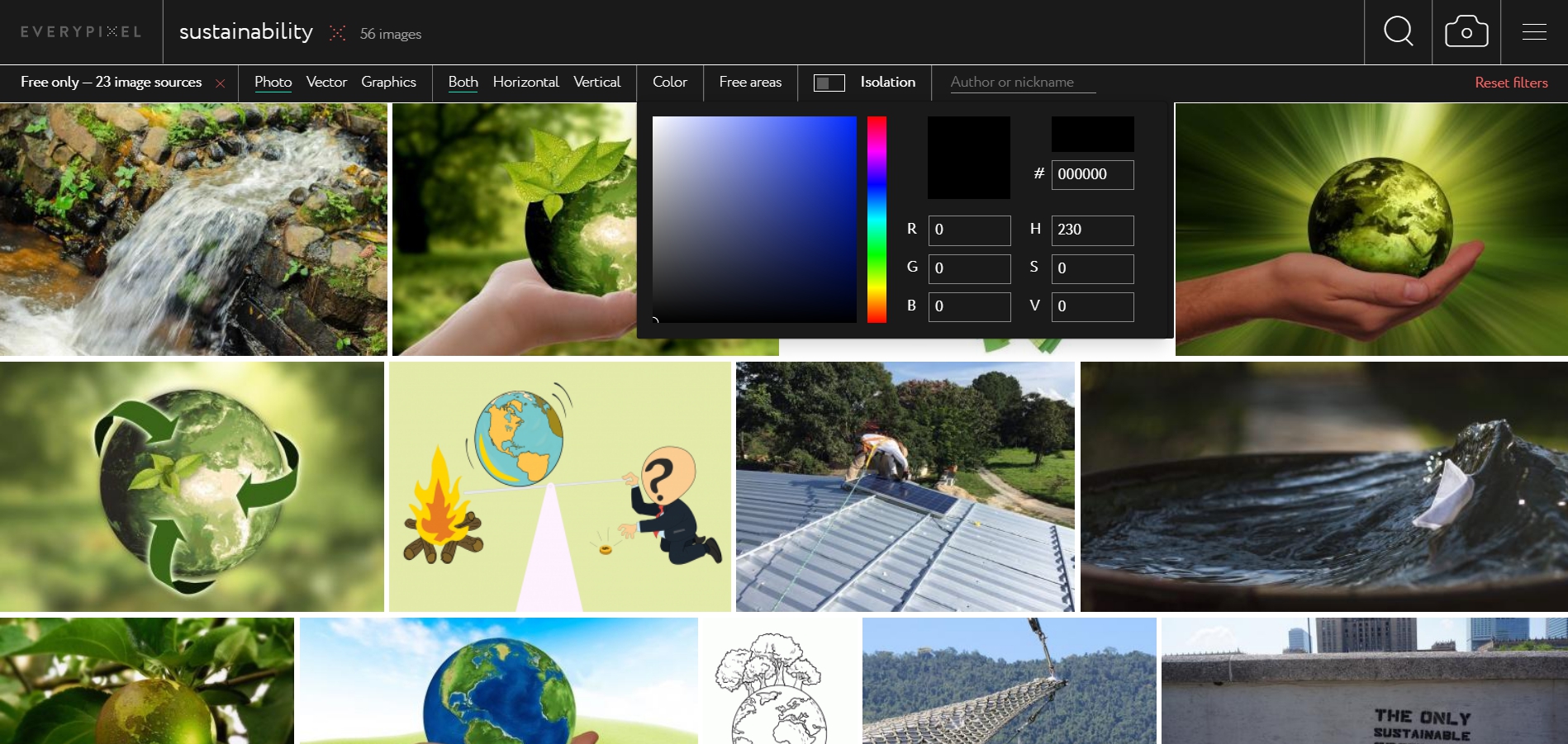 Color filter for free images