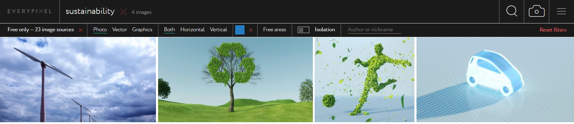 Color filter for free images on Everypixel